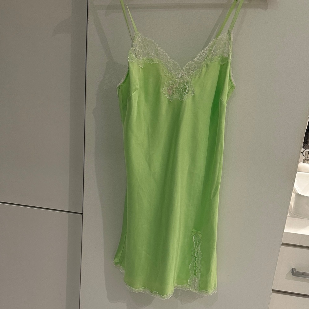Victoria’s Secret Lace Trim Green Slip Dress, size M